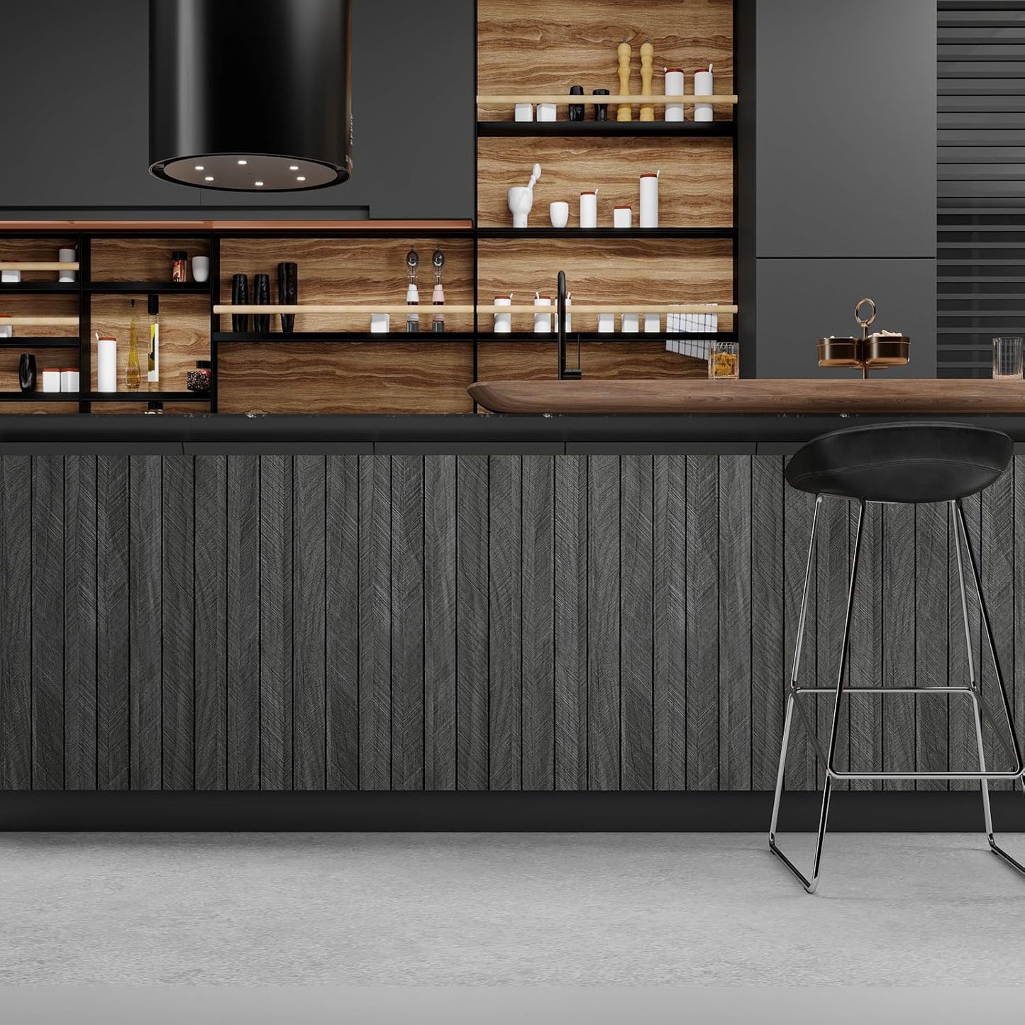 Paneles madera carbón 12x79pulg autoadhesivo para pared