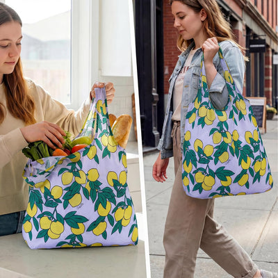 Bolsa de comestibles ligera reutilizable con asas de nylon ripstop