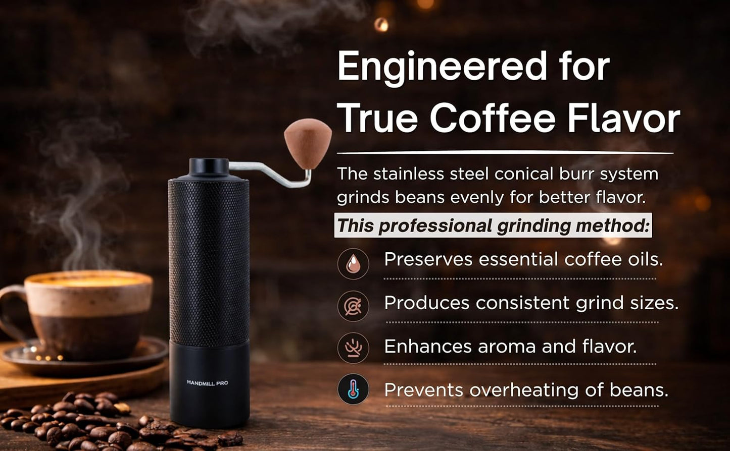 Molinillo de café manual con ajuste para prensa francesa y espresso