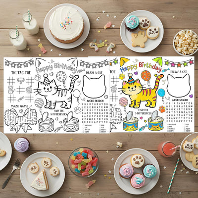 Manteles individuales para colorear de gato para cumpleaños
