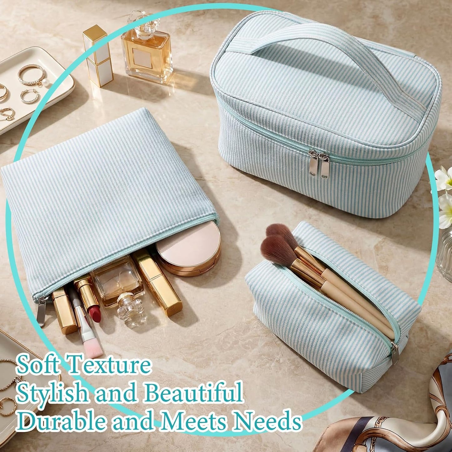 Set 3 Pzas Bolsa Maquillaje Viaje Estética