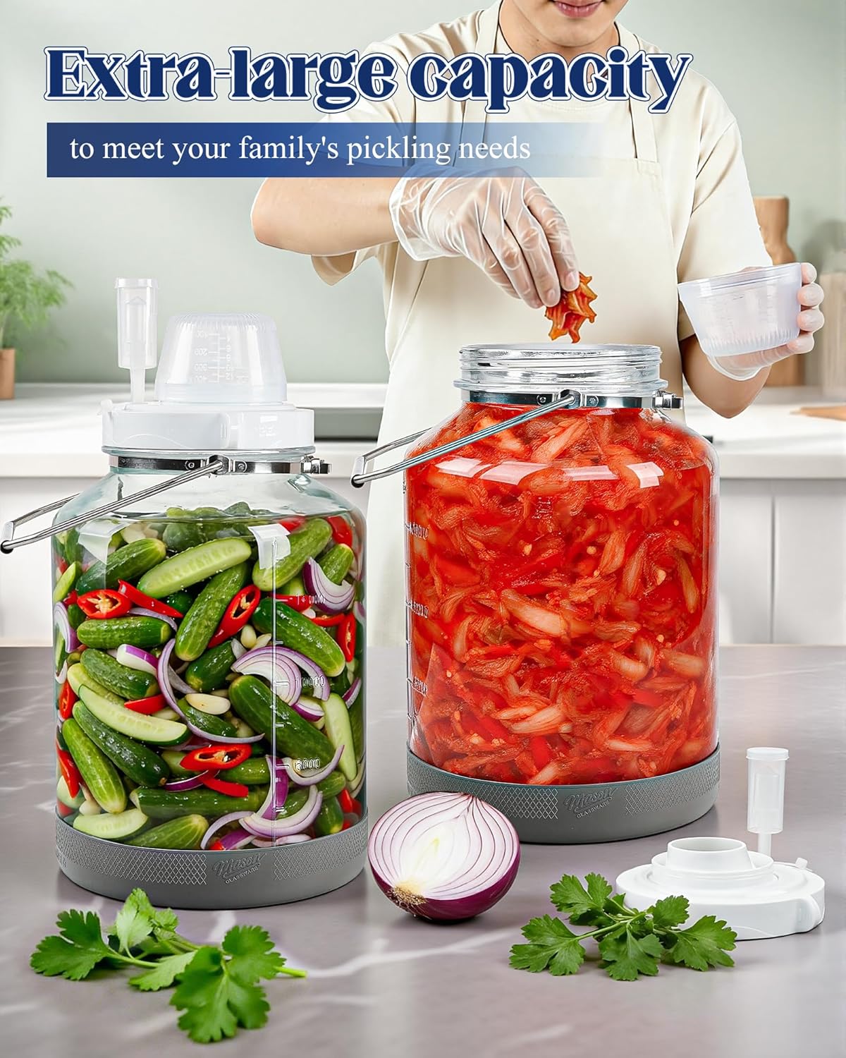 Tarro Vidrio 5gal Boca Ancha para Hidromiel con Asas Acero Inox