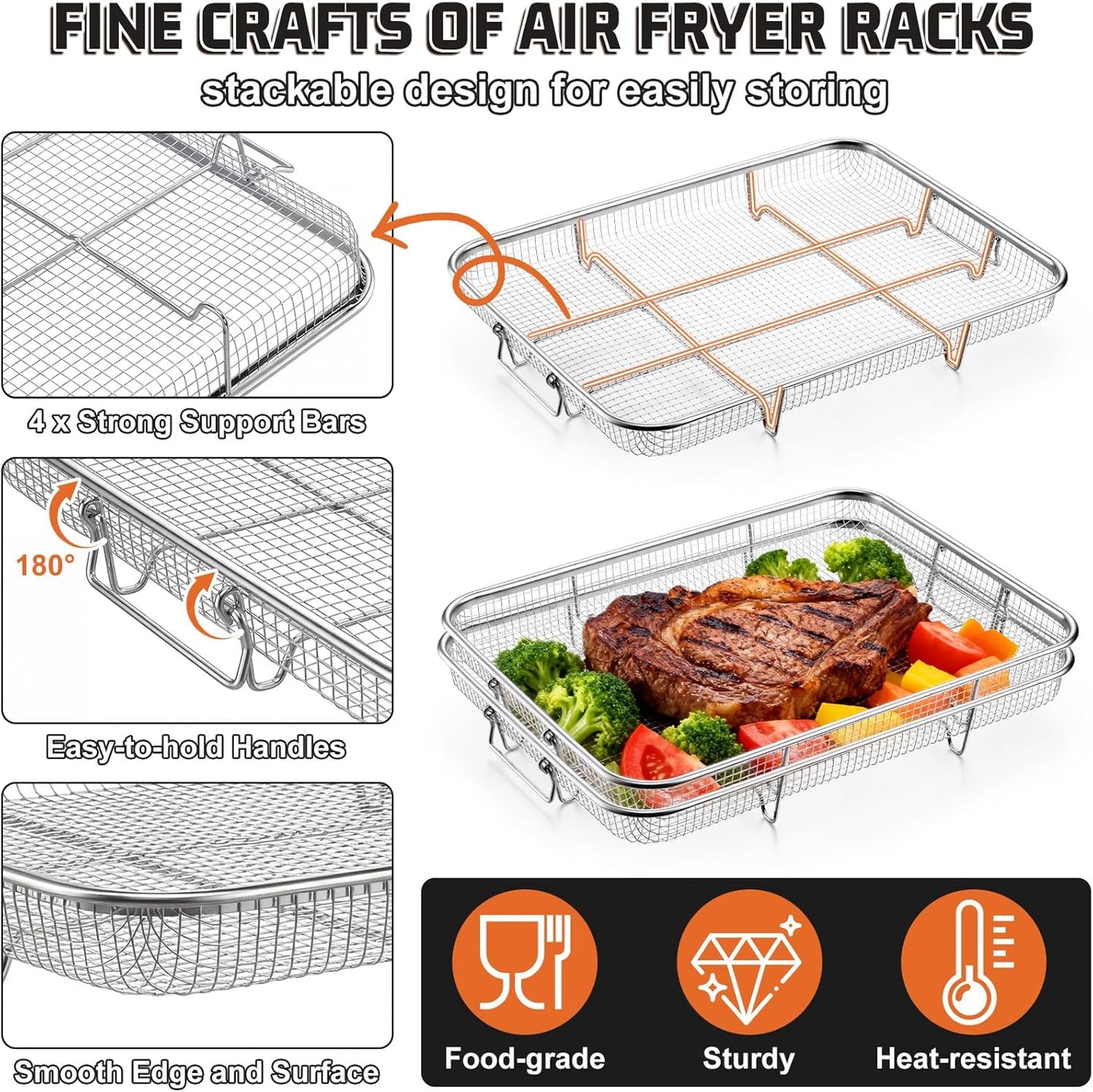Cesta freidora aire 11.8pulg acero inox 3 pzas