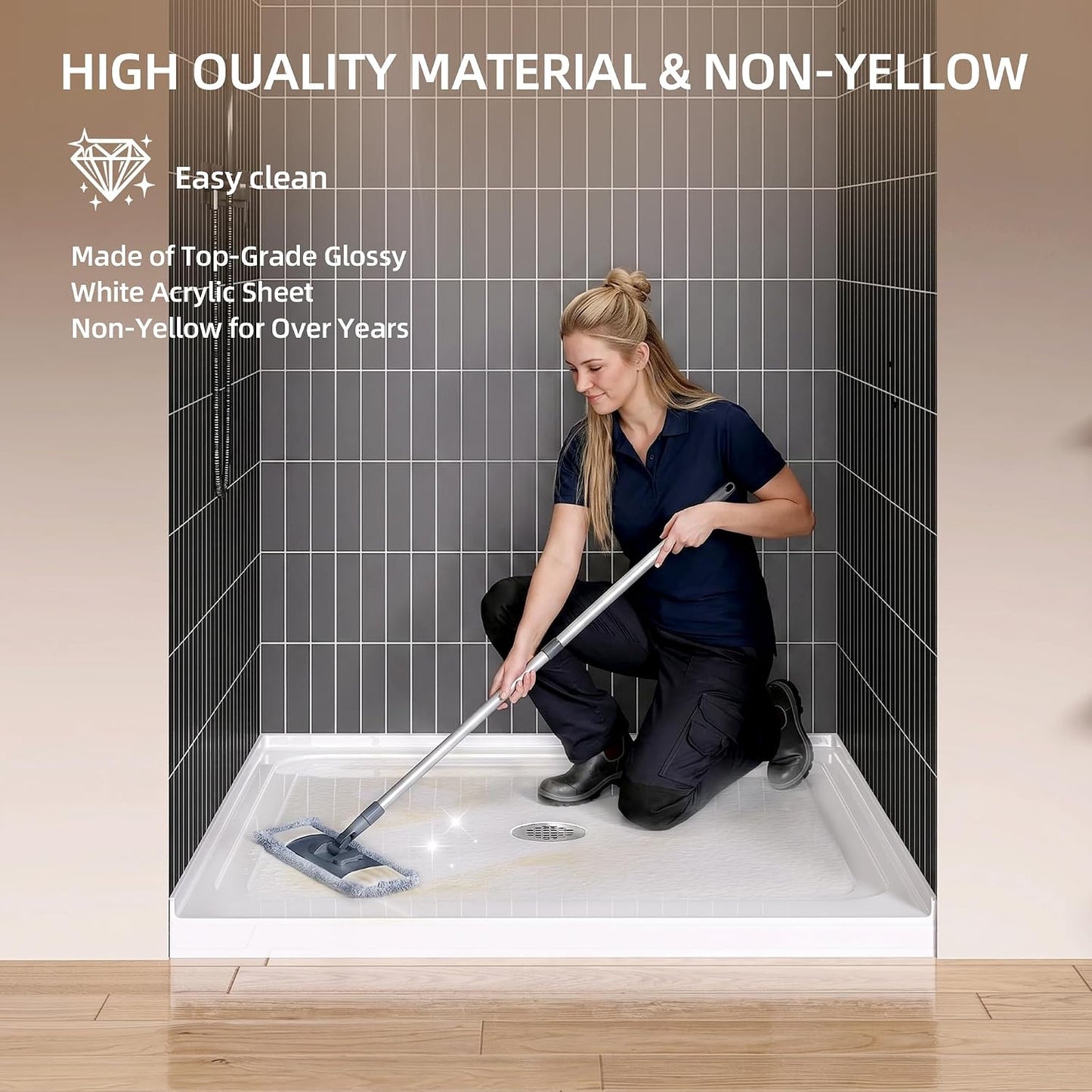 Base ducha 38x38pulg acrílico blanco antideslizante