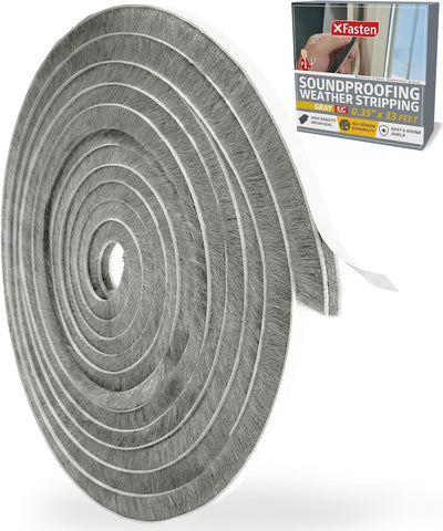 Burlete autoadhesivo para ventanas y puertas 0.35pulg x33pies gris