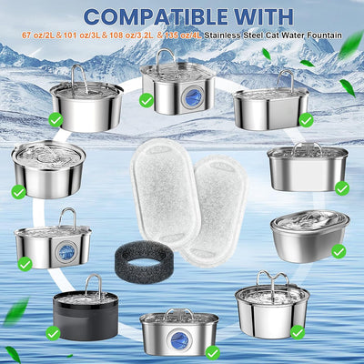Filtros repuesto fuente agua gatos 24uds espuma acero inox