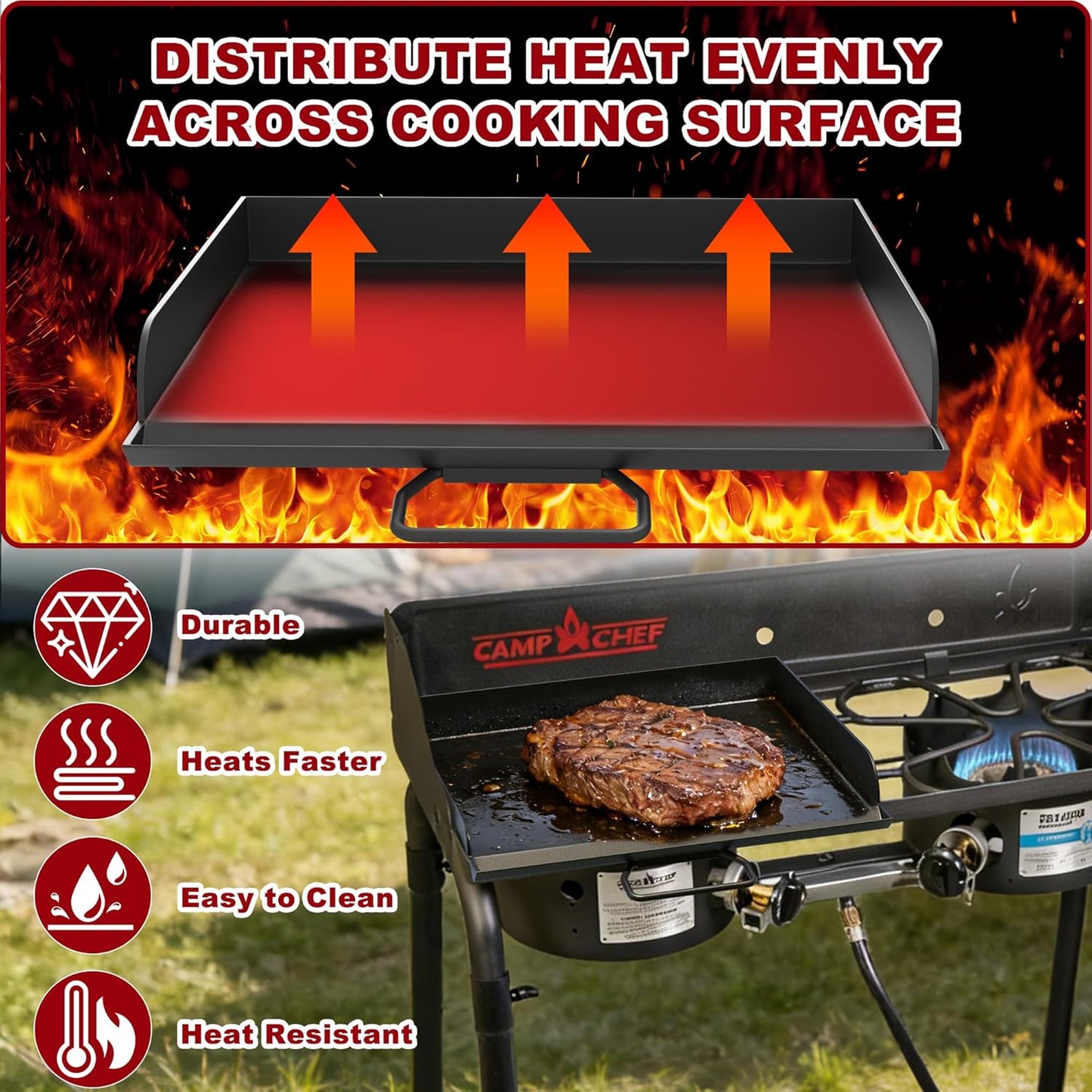 Plancha plana universal 14x16pulg para Camp Chef