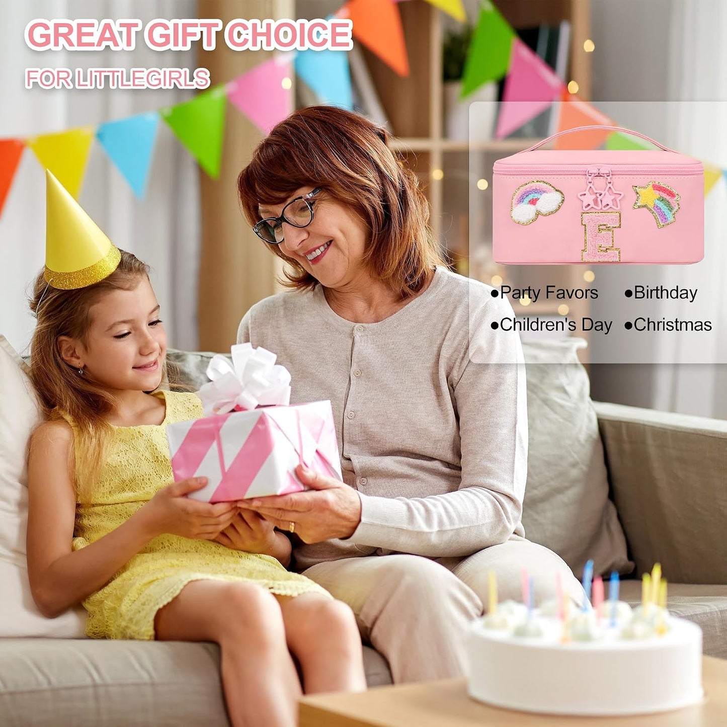 Bolsa maquillaje niña organizador con inicial regalo cumpleaños