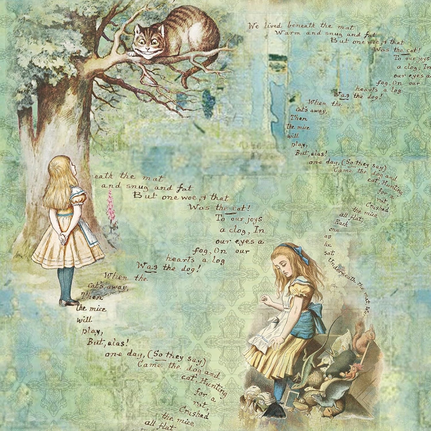 Papel tapiz vintage Alicia niña dormitorio