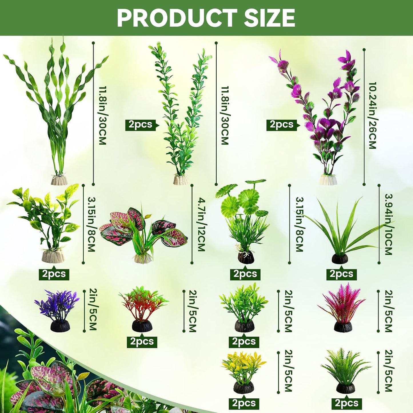 Kit 22 Pzas Plantas Plástico Decoración Acuario