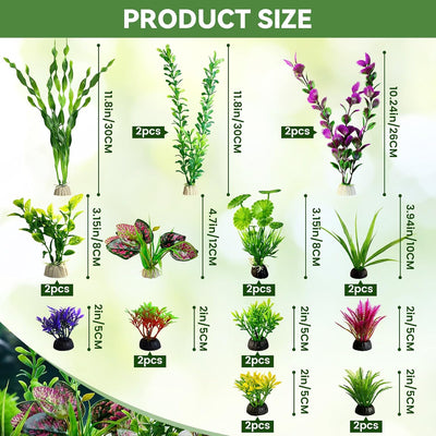Kit 22 Pzas Plantas Plástico Decoración Acuario