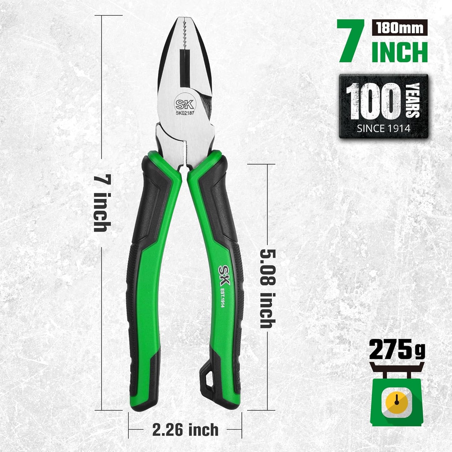 Alicates Linesman 7pulg acero alta calidad mango antiderrap