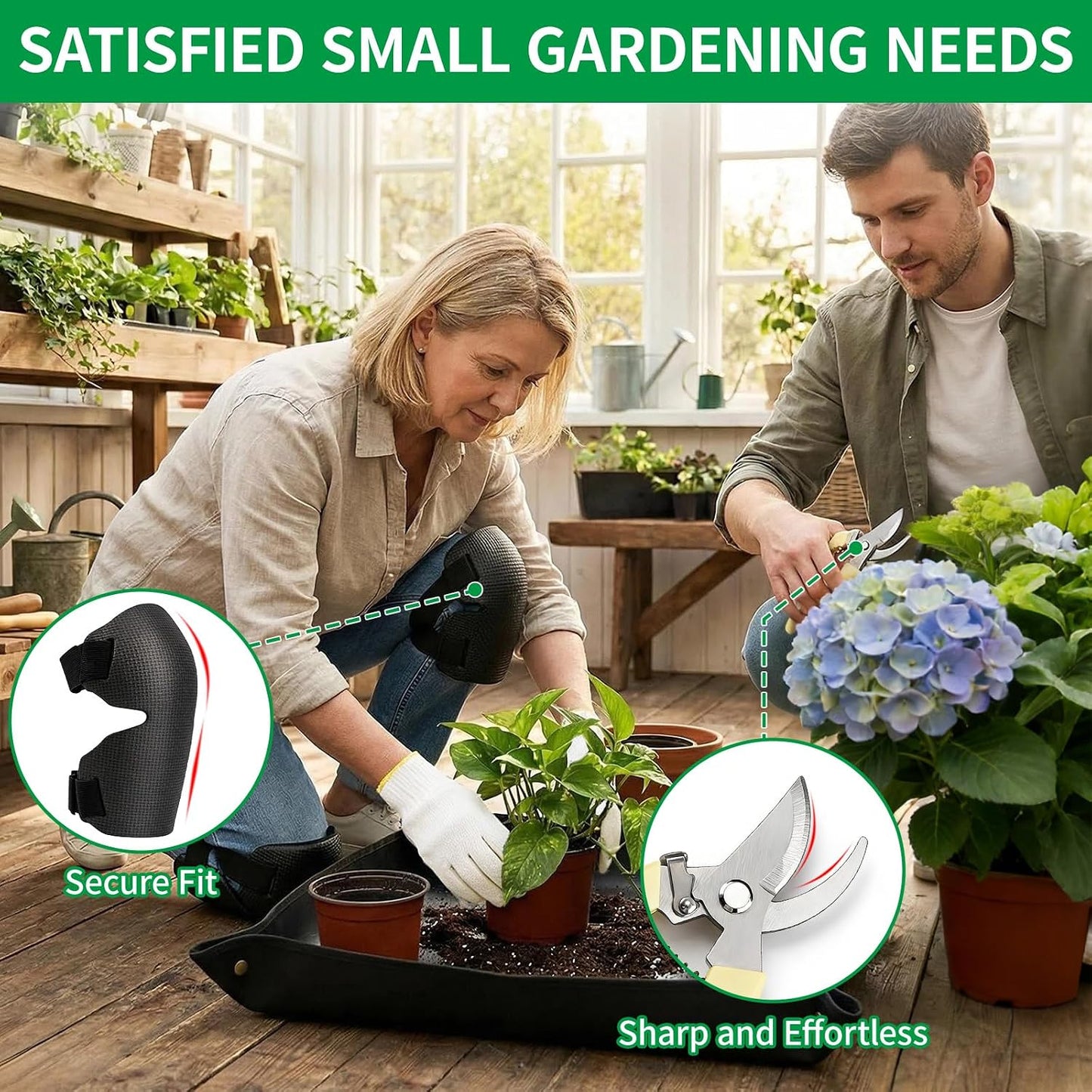 Set 10 Herramientas Jardinería Acero Inox Tijeras