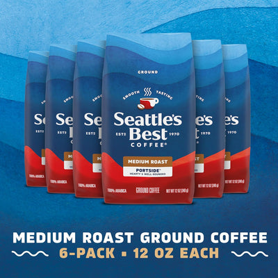 Café molido Portside Blend Seattle's Best tostado medio bolsa 12 oz paquete 12