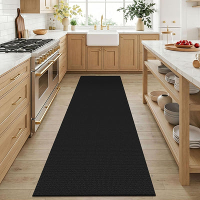 Alfombra pasillo 3x6ft antideslizante color negro y gris