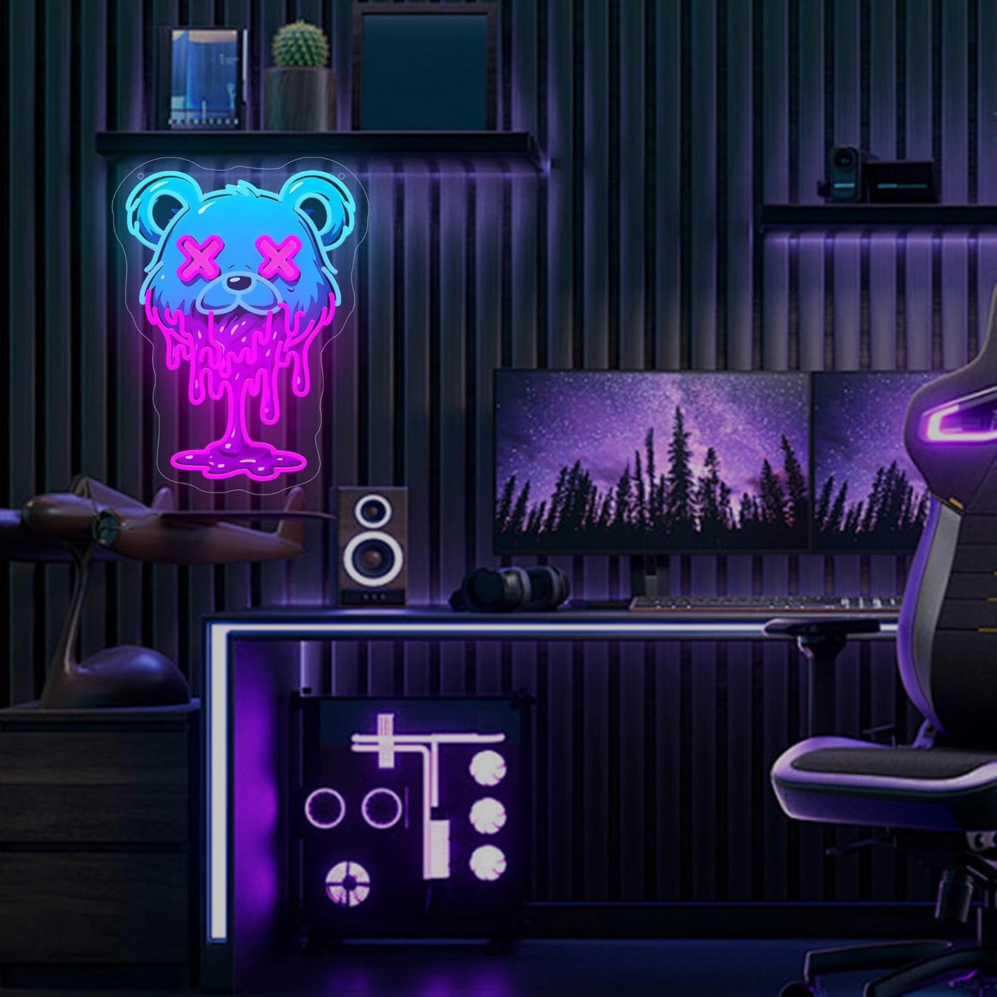 Letrero neón oso hielo LED para dormitorio y sala