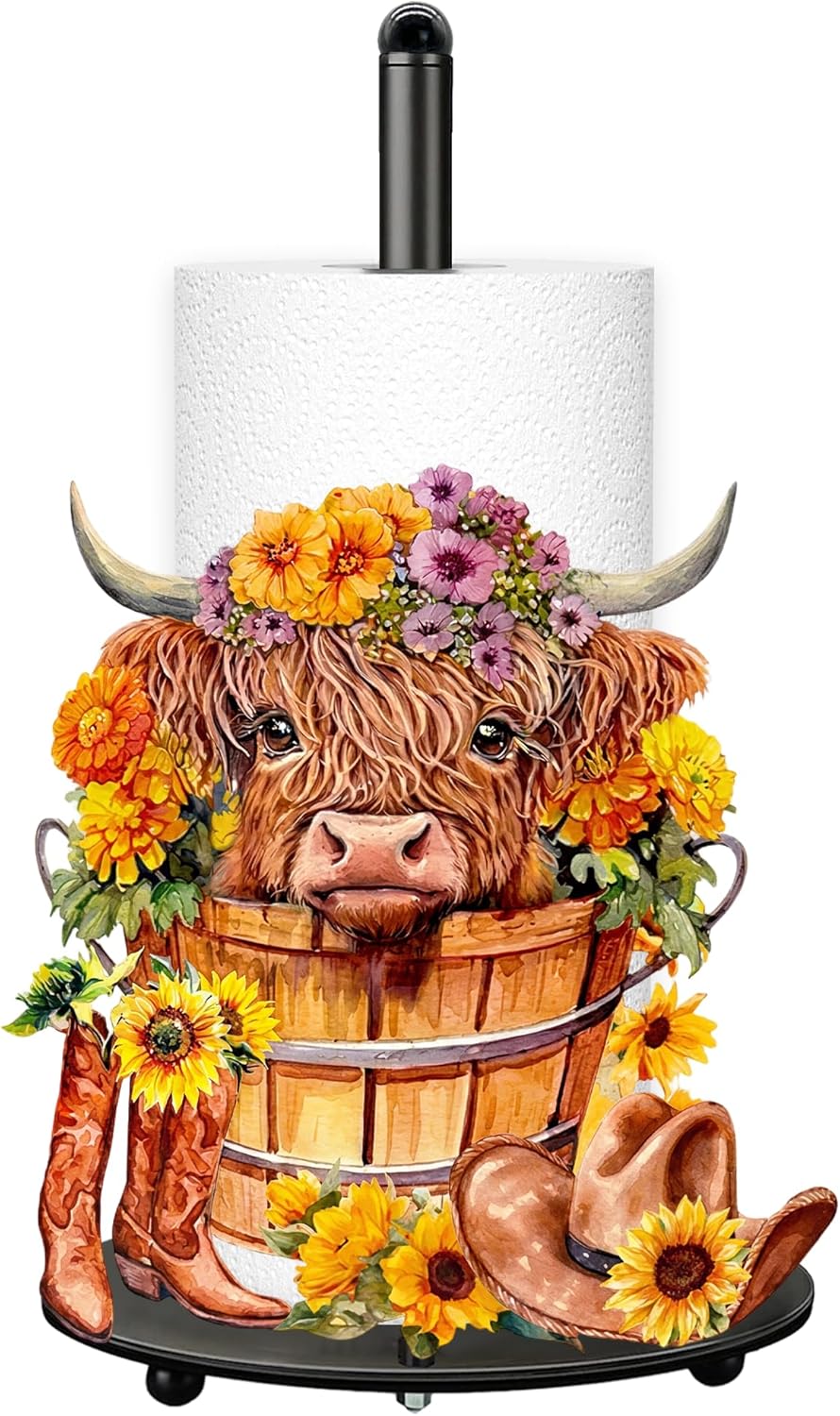 Soporte toallas papel vaca Highland decoración mesa hogar