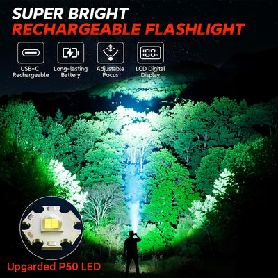 Pack 2 Linternas Recargables LED Brillante Modo Luz Zoom