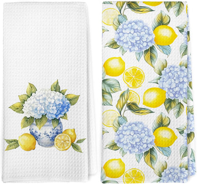 Set 2 Servilletas cocina florales limón 16x24