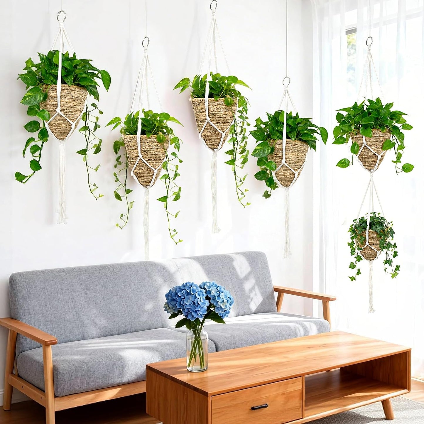 Colgador macramé 5 macetas decoración bohemia