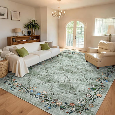 Alfombra lavable moderna diseño floral vid 5x7ft sala dormitorio
