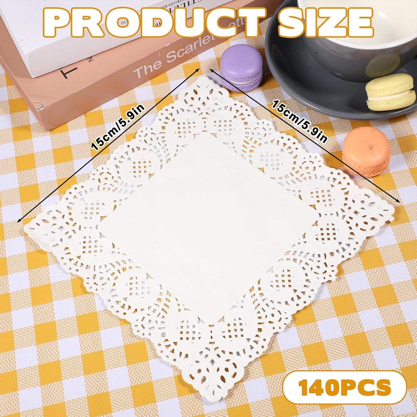 Manteles individuales de papel blancos 6.5 x 6.5 pulgadas 140 unidades