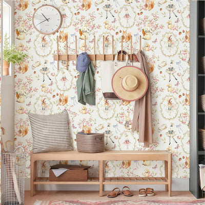 Papel tapiz flores ballet vintage dormitorio niña