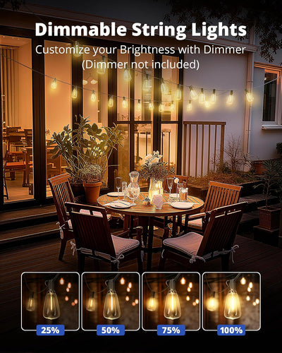 Tira luces LED exteriores 60ft 262 bombillas ST38 impermeable