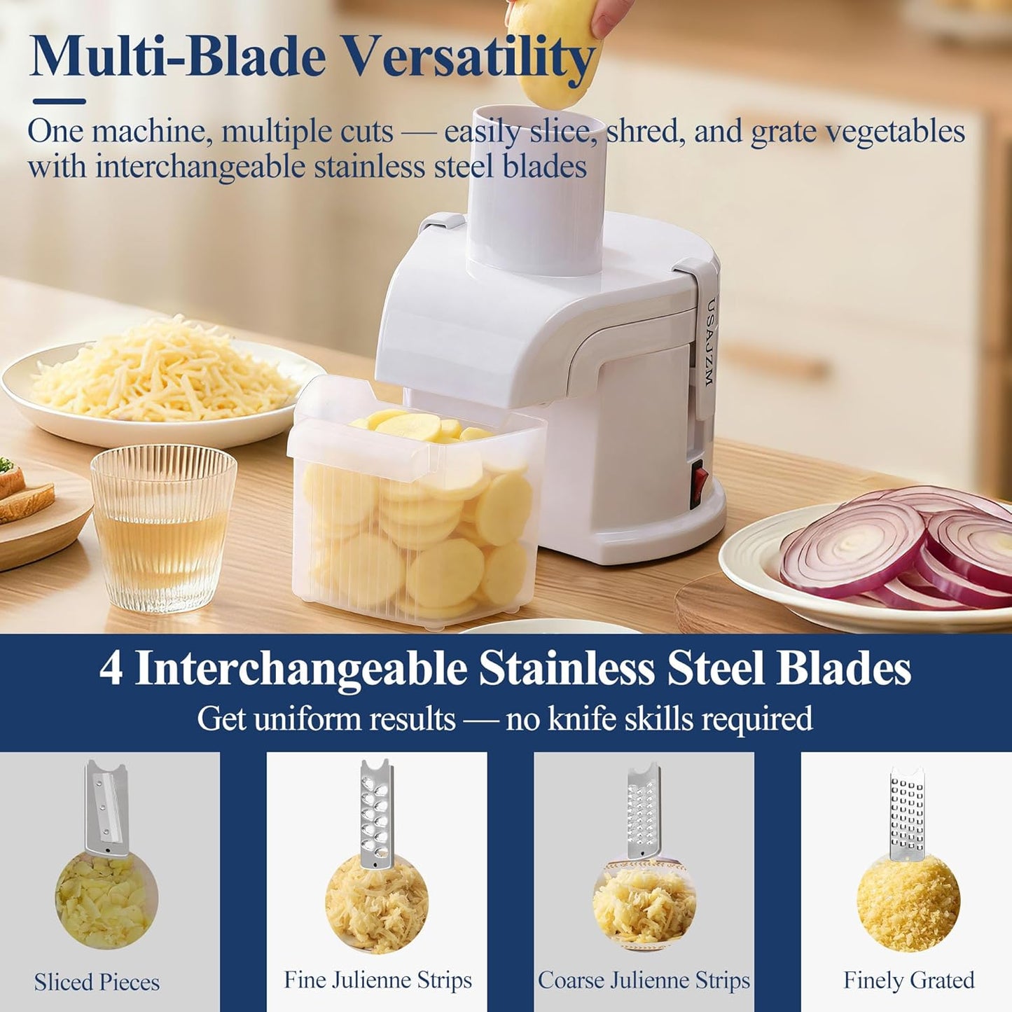 Chopadora Vegetales 4en1 para Queso Patata Cocina Comercial