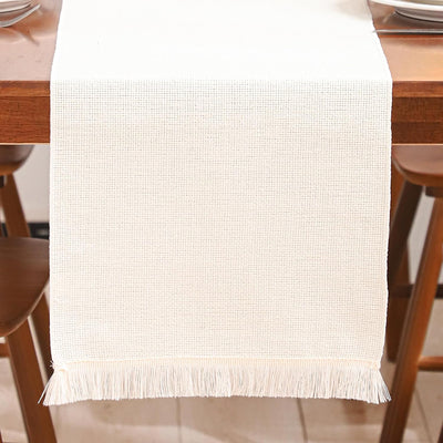 Camino Mesa Beige 12x120pulg Flecos Bohemio Rústico