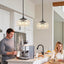 Lámpara colgante 3 luces pantalla cristal grabado cocina comedor