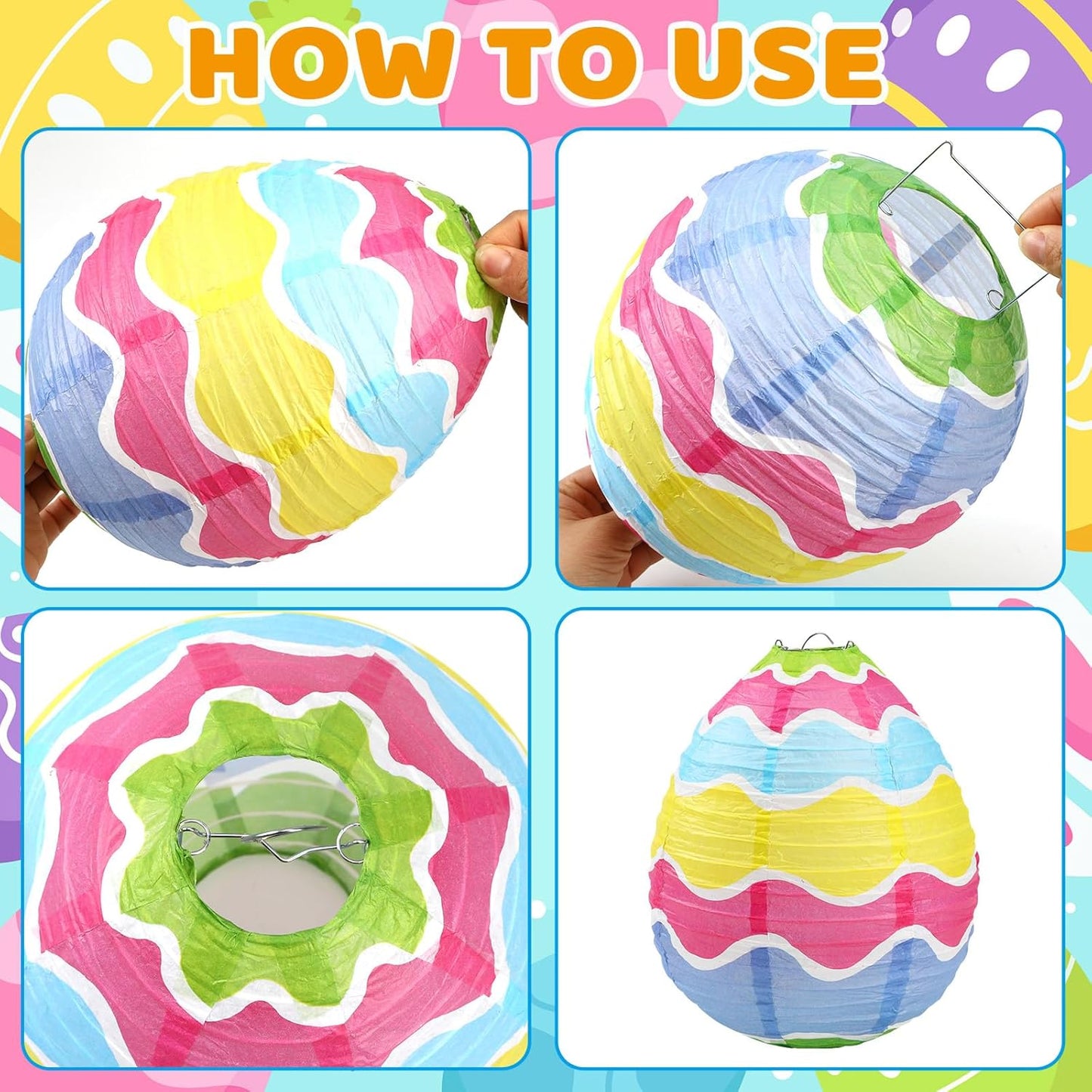 12 Linternas Pastel Estilos Huevos Pascua Conejos Fiestas