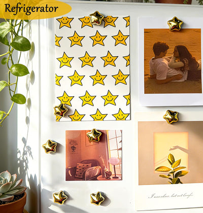 Juego de 15 imanes dorados para refrigerador decorativo