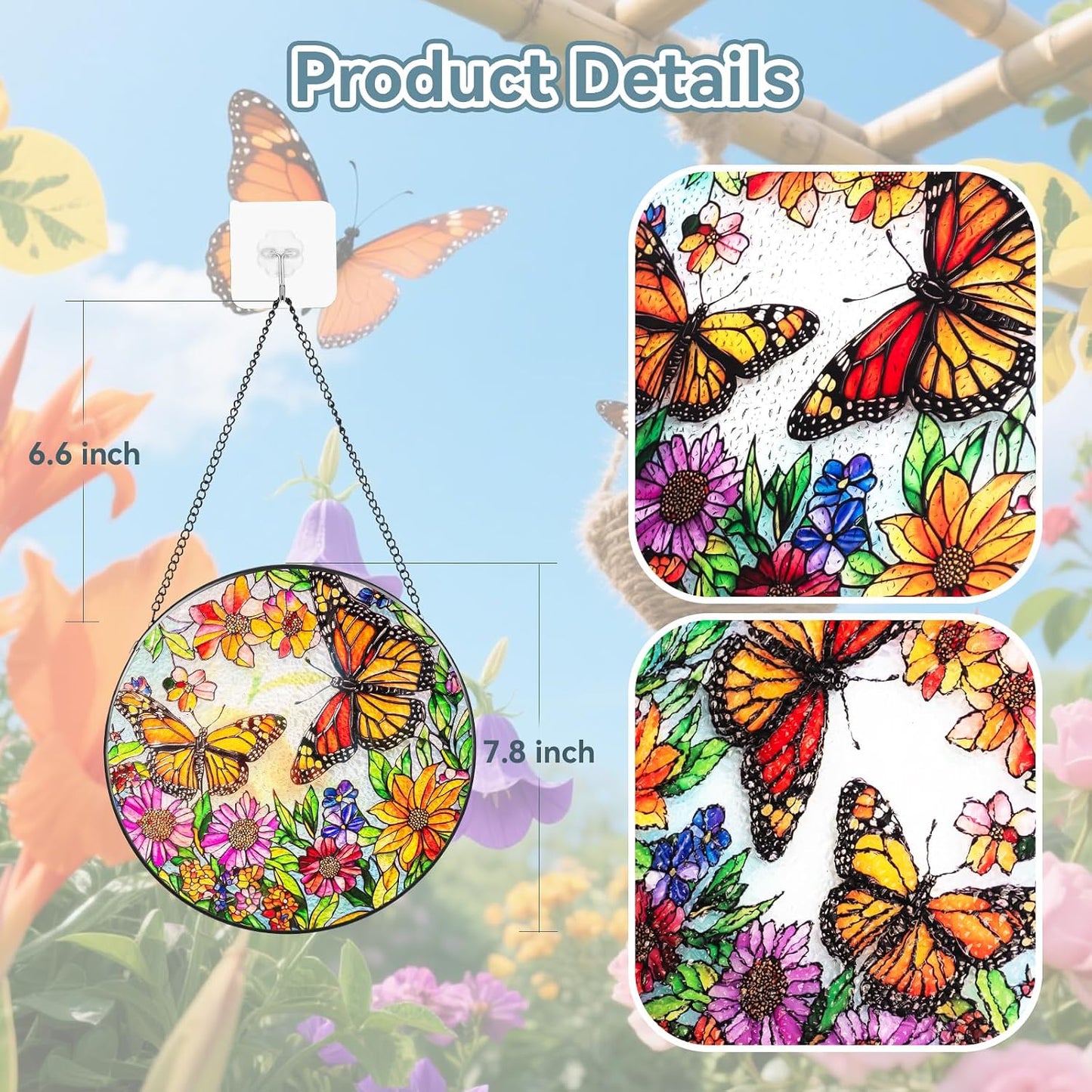 Atrapasoles cristal mariposa cadena ganchos decoración