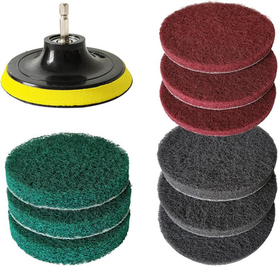 Cepillo taladro 4pulg baño cocina con soporte 9 estropajos