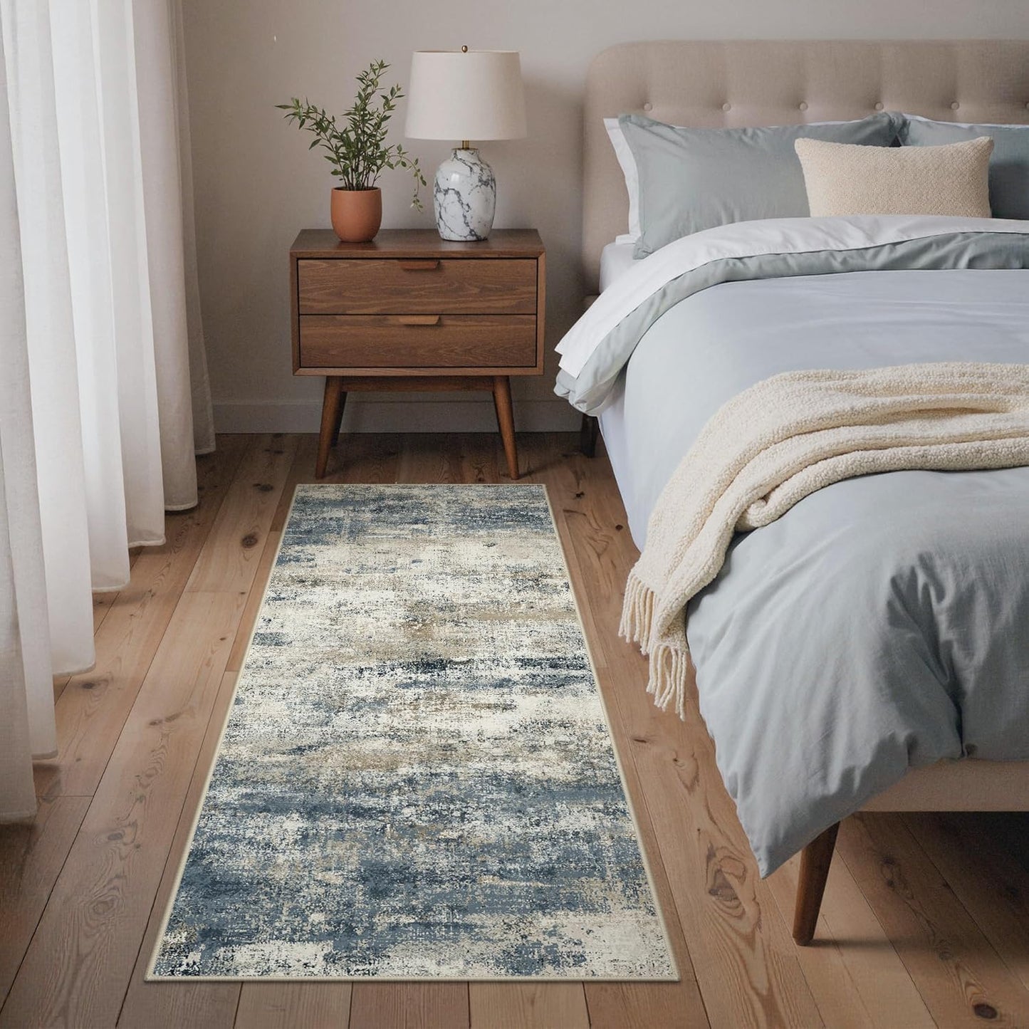 Alfombra antideslizante 2x6ft lavable cocina pasillo azul