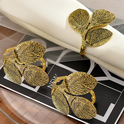 Set 6 servilletas hoja oro decoración mesa bodas uso diario
