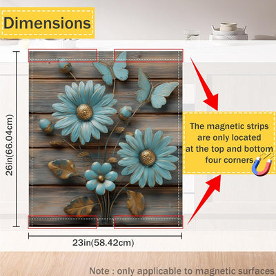 Funda magnética para lavavajillas con flores de margarita decoración cocina impermeable 23x26