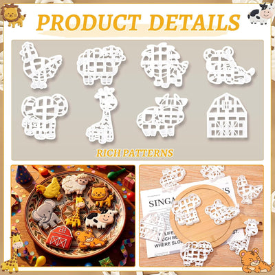 Juego de 8 cortadores de galletas de animales de granja para fiesta de Pascua