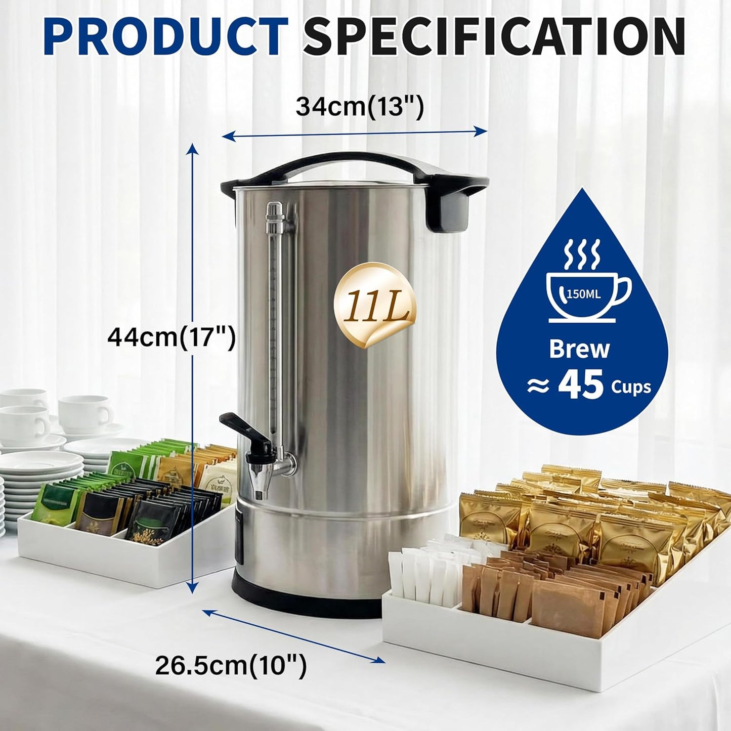 Dispensador agua caliente acero inox 11L control digital