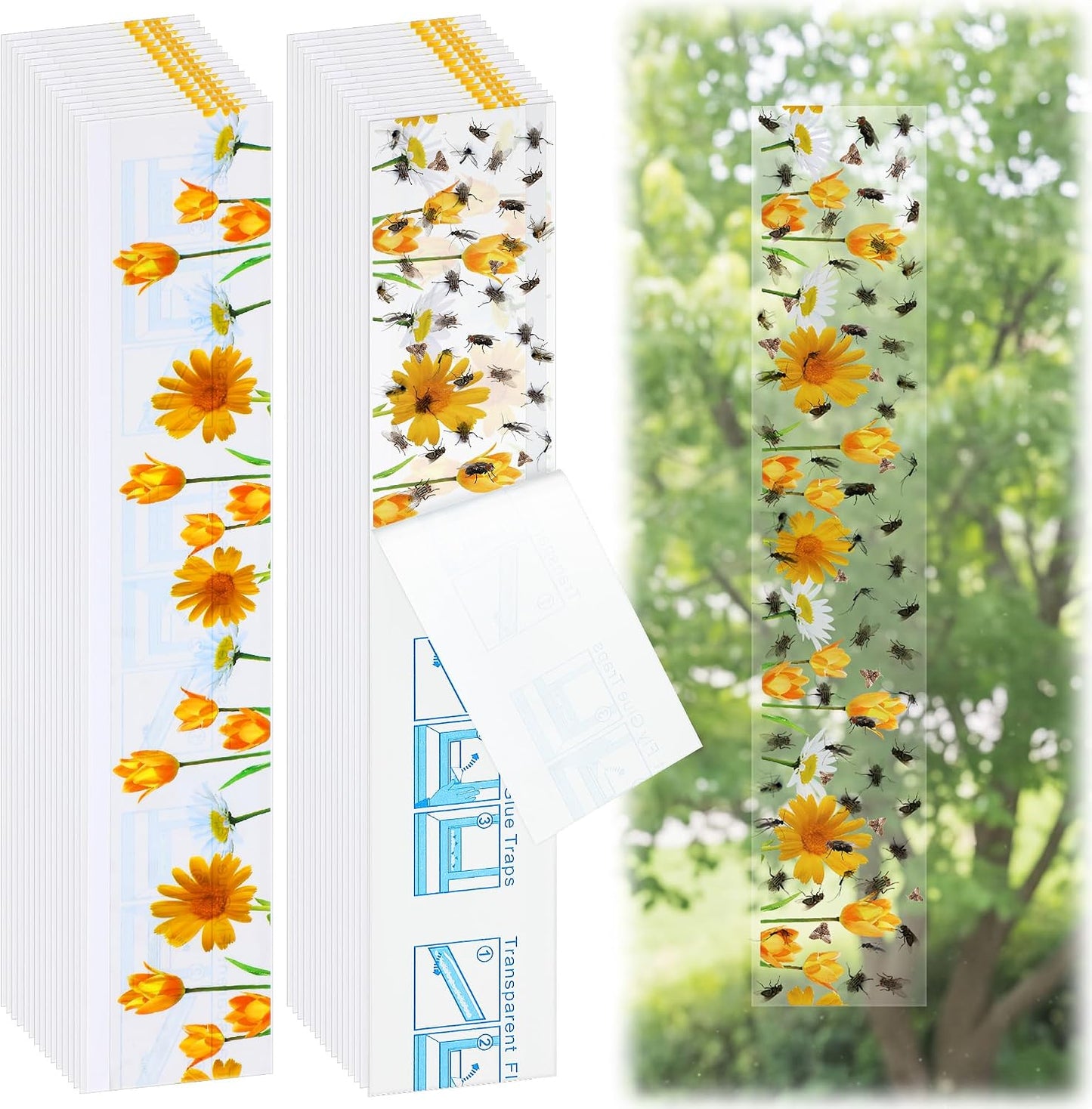 30 Trampas Moscas Ventana Adhesivas Impermeables