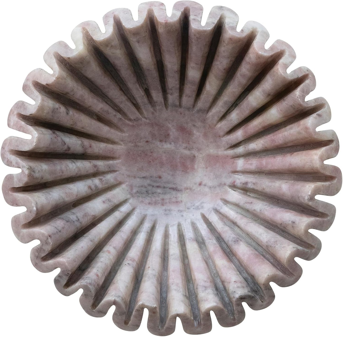 Plato redondo acanalado mármol rosa