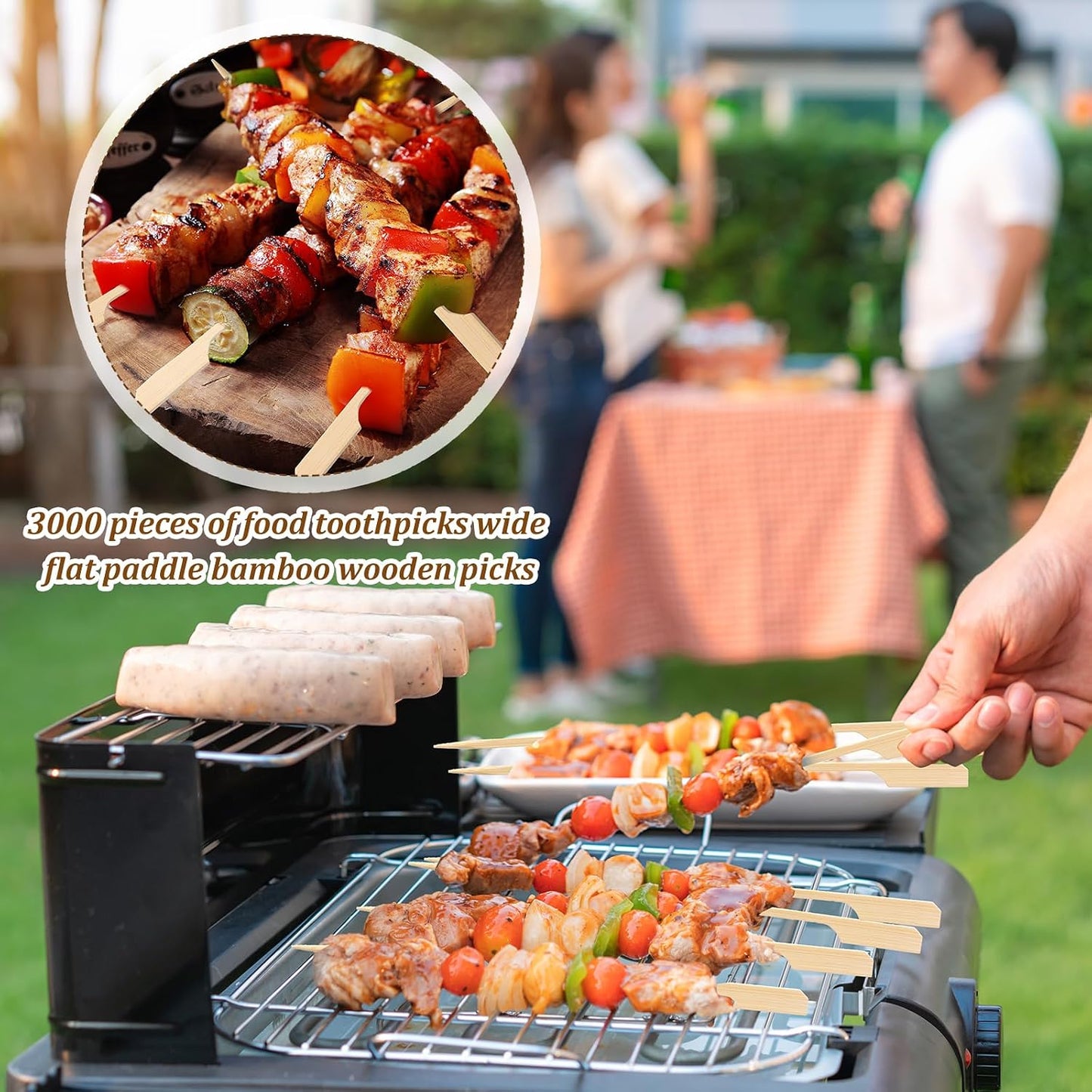 3000 Pzas Pinchos Bambú 6pulg para Aperitivos y Barbacoa