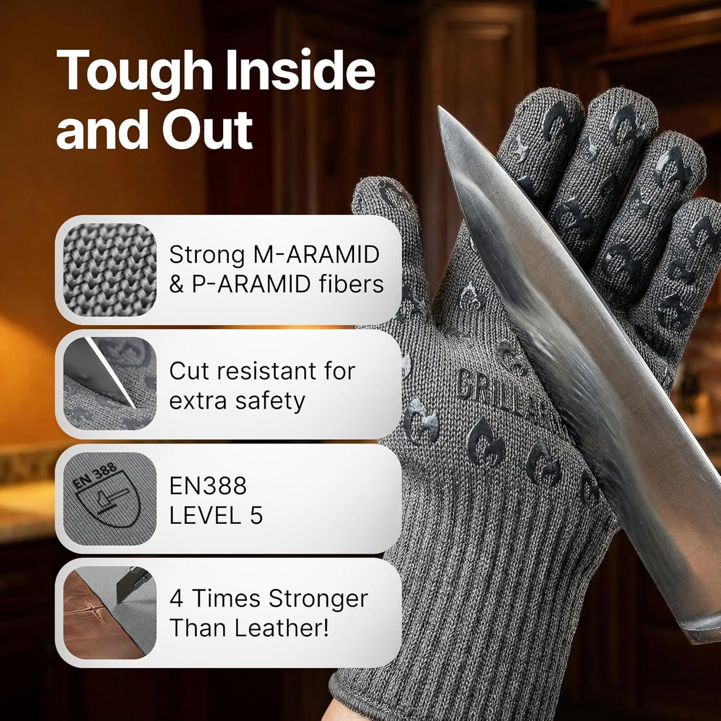 Guantes horno resistentes cortes agarre silicona