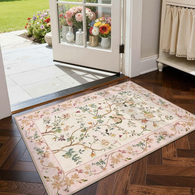 Alfombra entrada 2x3pulg estilo chinoiserie antideslizante