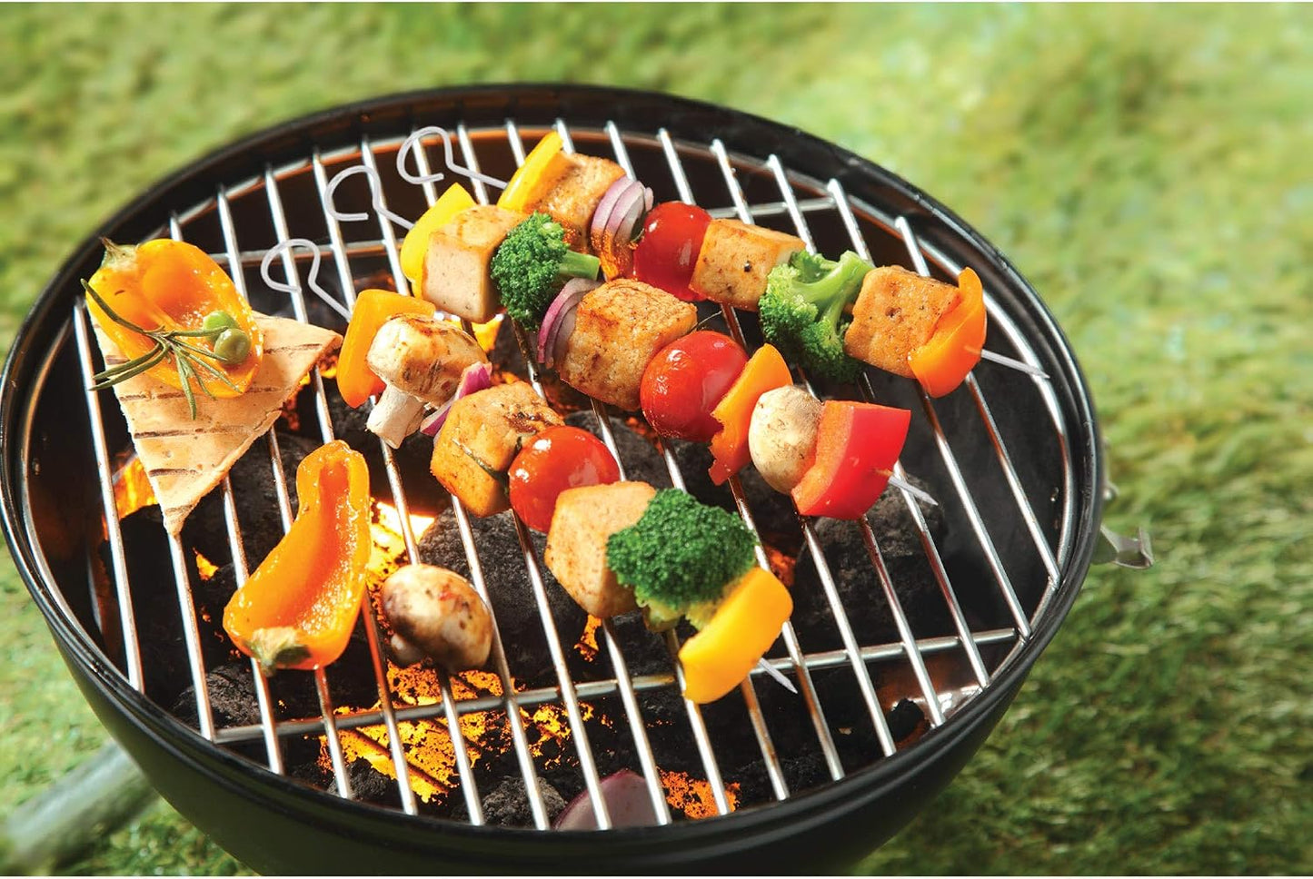 Brochetas parrilla 15pulg set 8 cuadradas con mango anillo