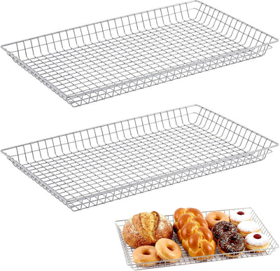 2 Cestas Alambre 16x26pulg Chapado Níquel Pastelería