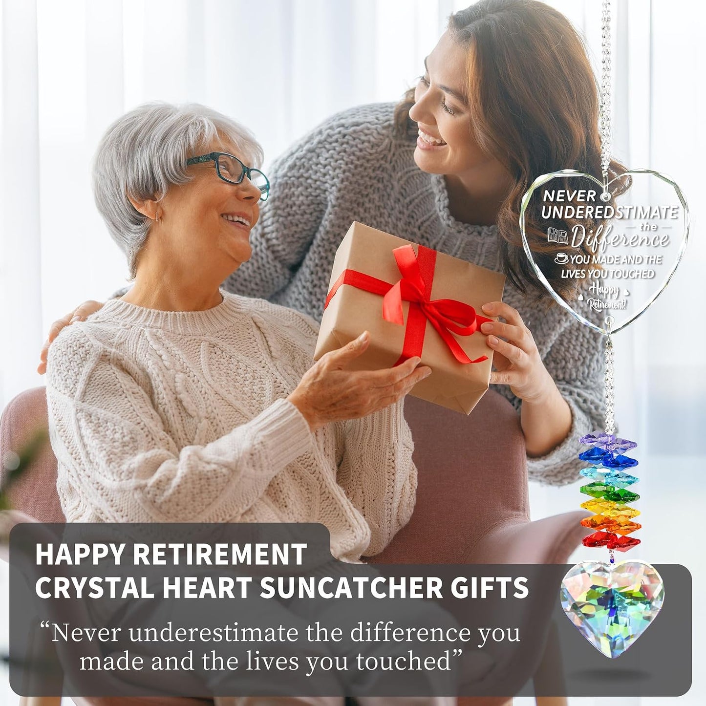 Atrapasol cristal corazón prisma para regalo