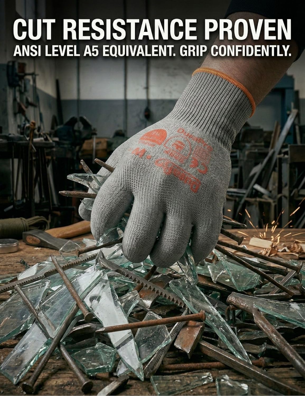 Guantes corto nivel 5 antideslizante fábrica construcción