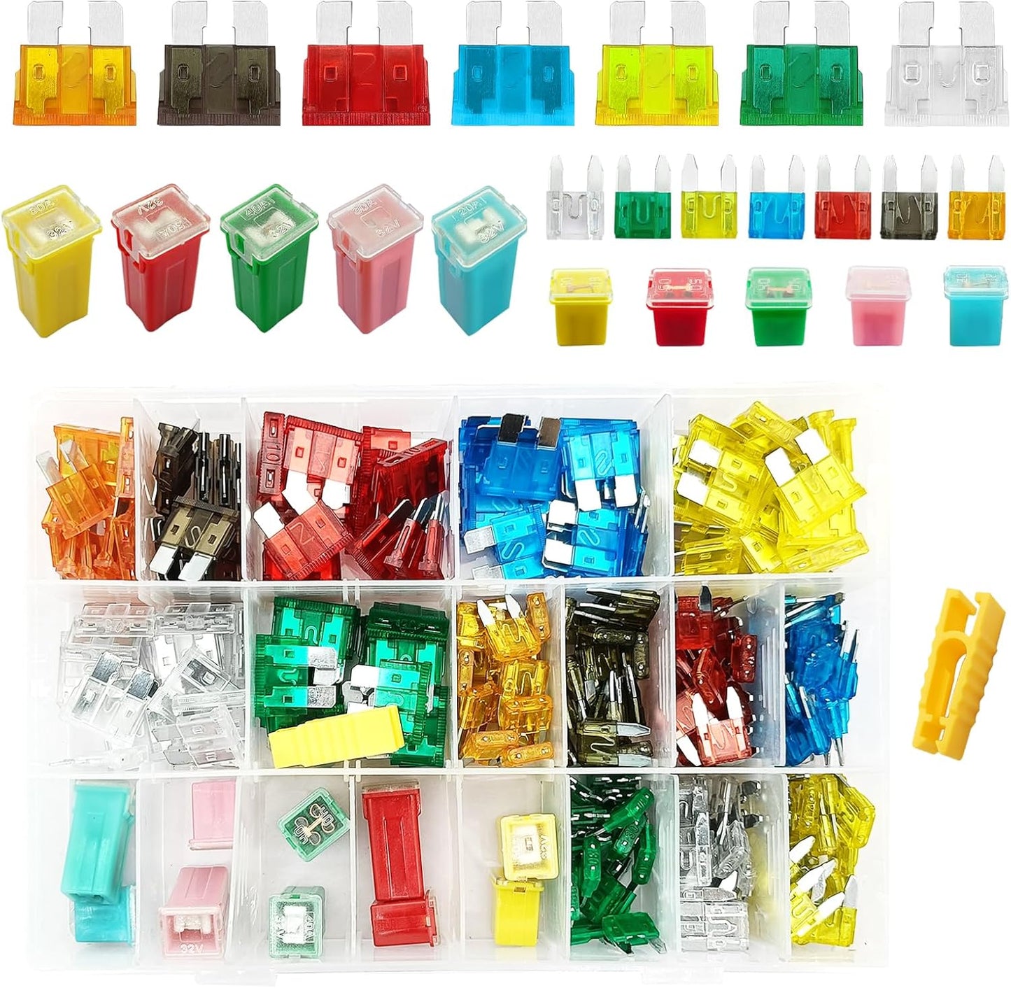 Kit 250 Pzas Fusibles Automotrices Estándar y Mini 5A-60A